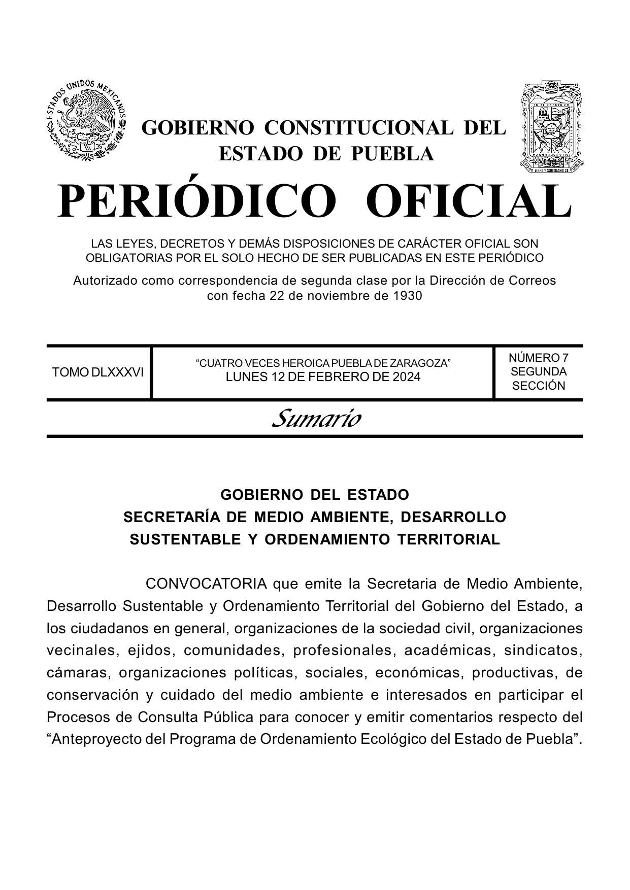 Convocatoria de la Consulta Pública POEEP
